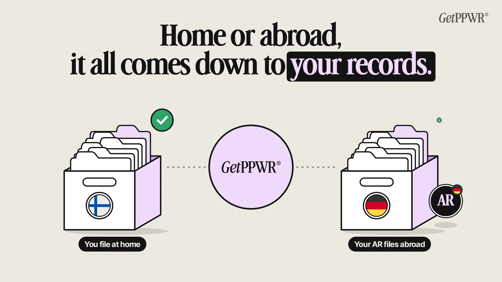 Home or abroad, PPWR reporting comes down to your records: you file them yourself at home and your authorised representative files them abroad, from the same data.